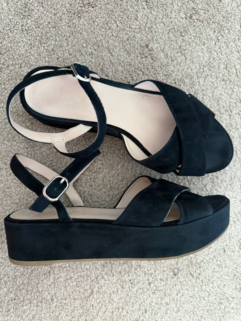 Kate Spade New York Women's Bunton Wedge Sandals Black Suede